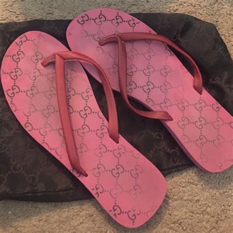 pink authentic gucci flip flops|Gucci platform flip flops.